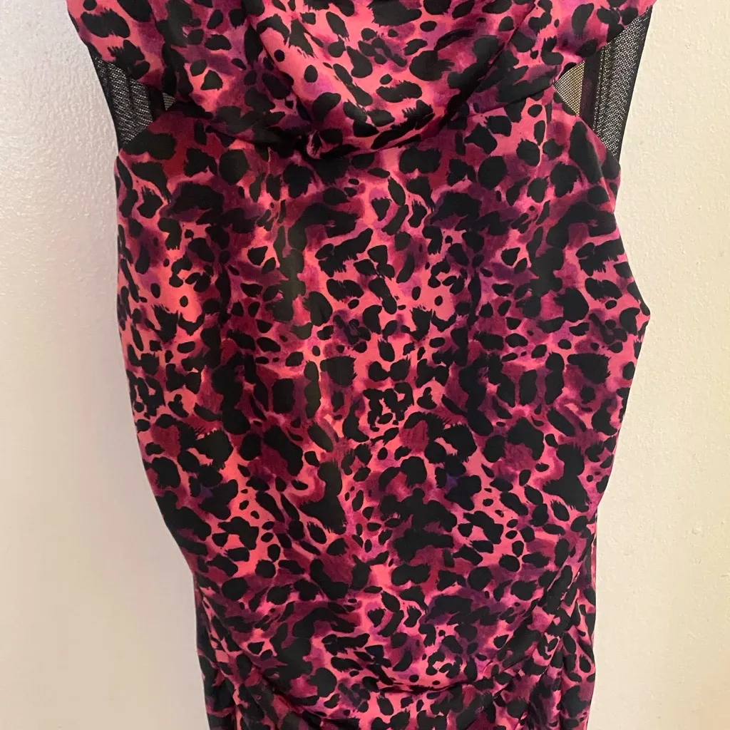 Charlotte Russe Womens Mini Tank Dress M Medium 36” Pink Leopard Open Back - Image 3