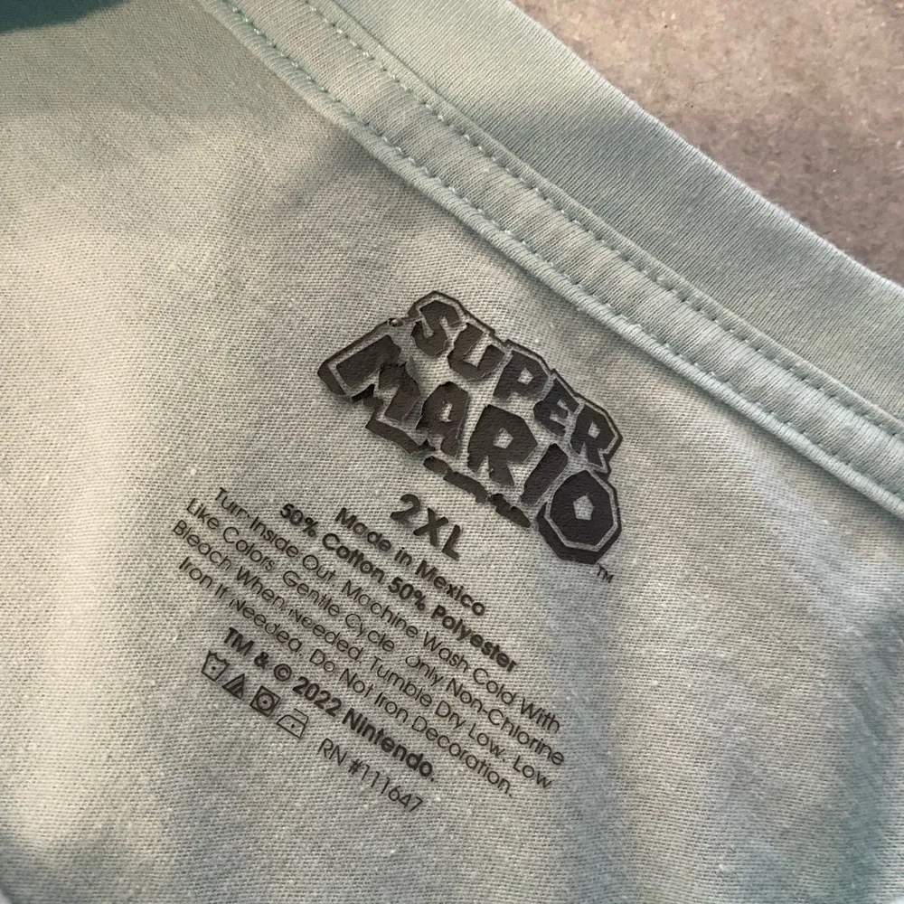 Super Mario Size 2XL Light Blue Graphic Print Logo Short Sleeve Tee Shirt Yoshi - Image 9