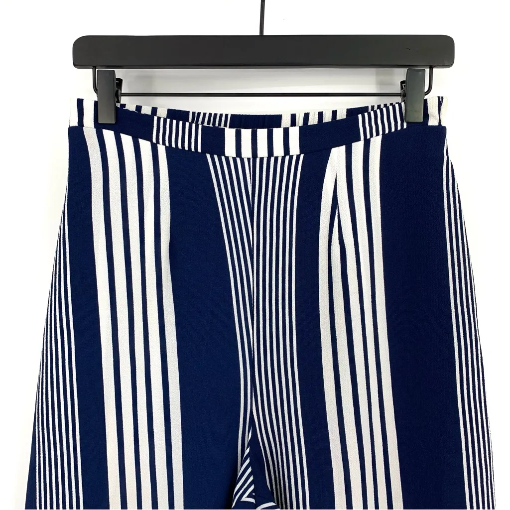 SHOW ME YOUR MUMU Eli's Wide Leg Striped Trousers Navy Blue White M - Image 2
