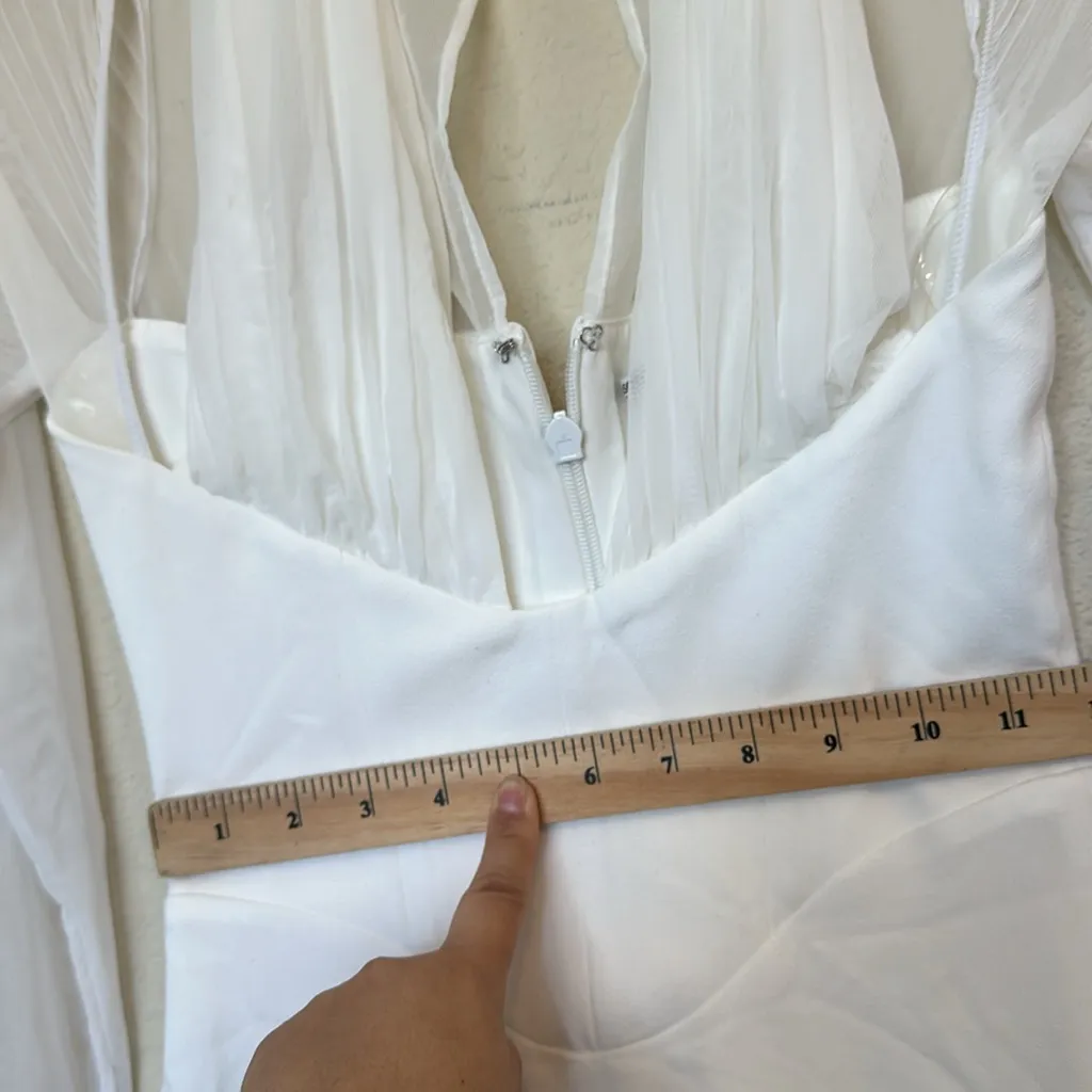 NWOT House of CB Yasmin White‎ Plunge Midi Dress Long Sleeve sz S - Image 8