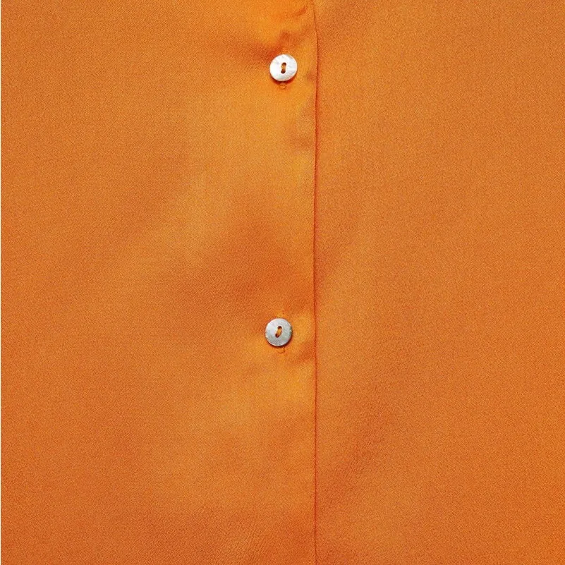 Mango Orange Button Down cap sleeves blouse Shirt top NWOT - Image 7