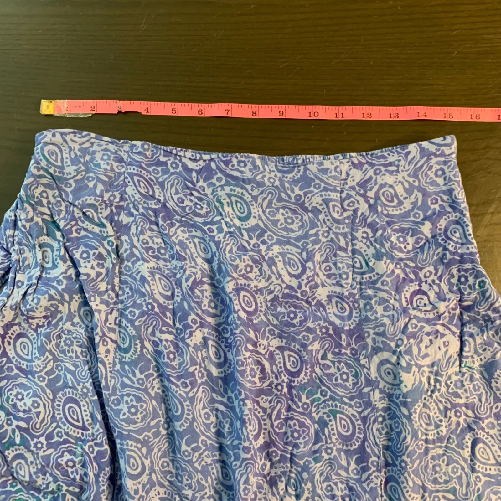 Very Vineyard Skirt Blue Paisley Print Midi Elastic Waist Rayon Size L Martha's Size L - Image 7