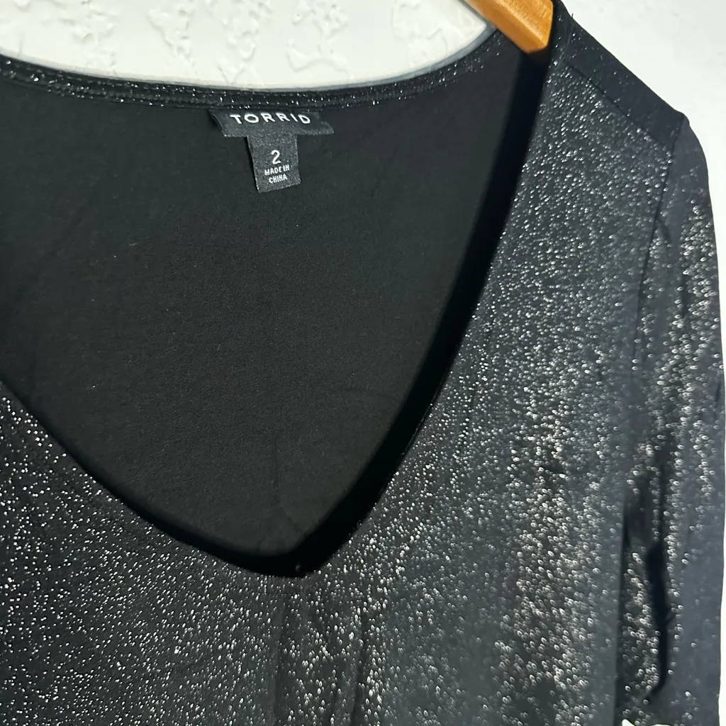NEW Torrid Sparkly Black T-Shirt Top Size 2X Holiday Party Glam NYE - Image 4