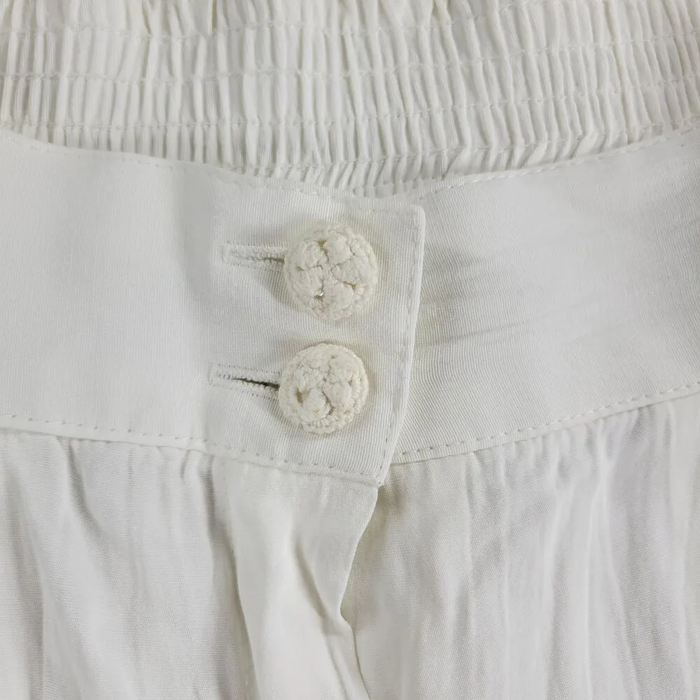 VTG Melrose Summer Maxi Skirt Womens S White Crinkle Crochet Buttons Lined - Image 10