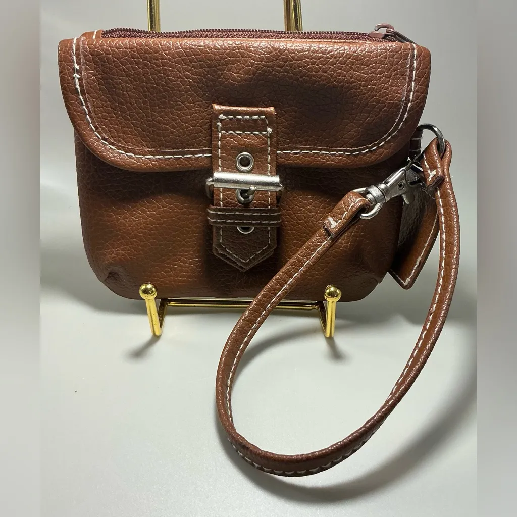 Rare Vintage Sanrio Hello Kitty 2008 Patchwork Style Snap Small Wallet Wristlet Brown - Image 4