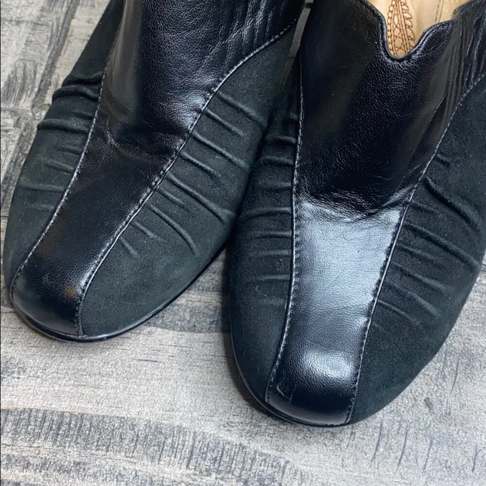 Sofft Pleated Leather Suede Slip On Heels 8M Black Size 8 - Image 6