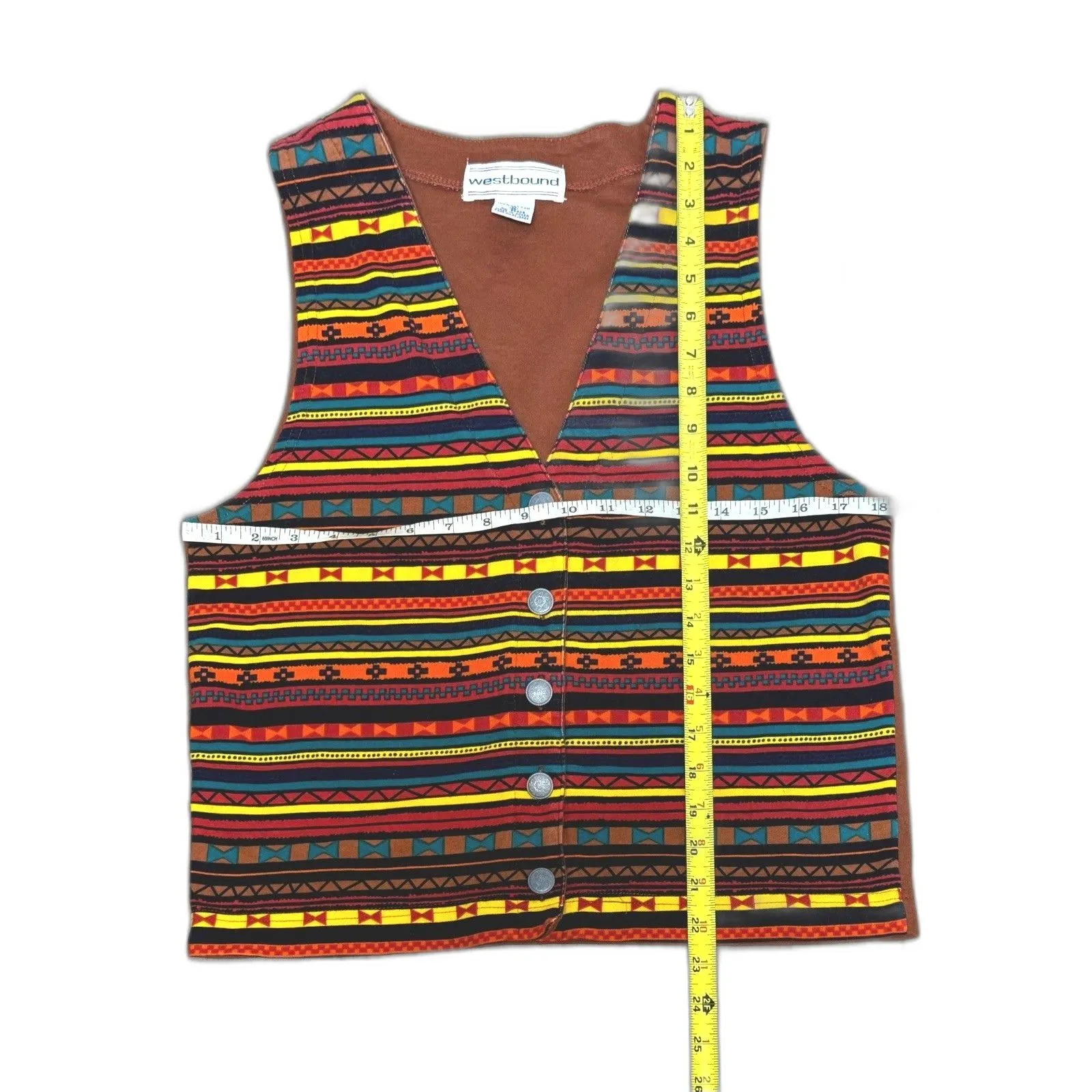 Westbound Aztec Vest Mens/Women’s Small Southwestern Vintage Navajo 100% Cotton - Image 4