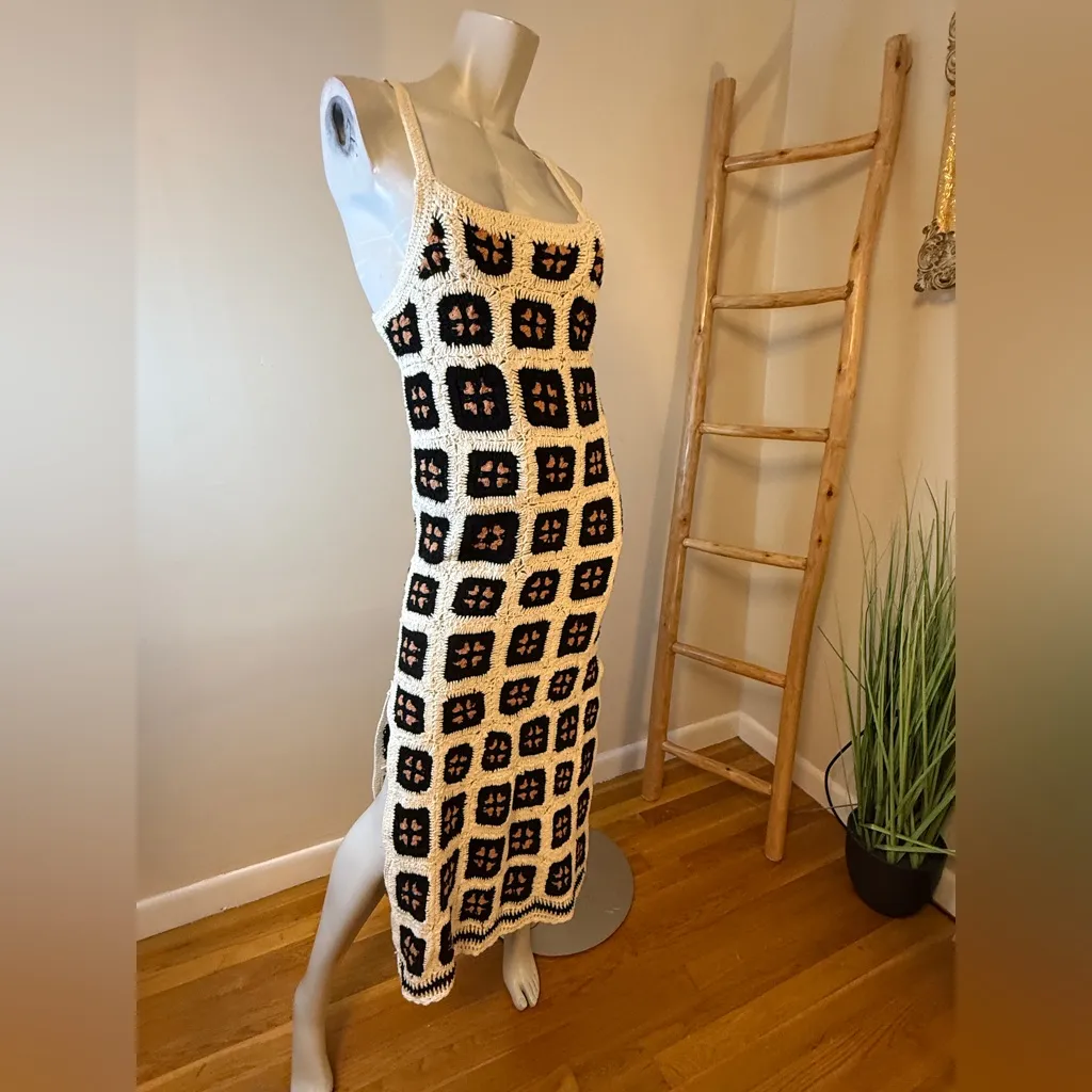 Muche & Muchette Julie Crochet Maxi Dress One Size Criss Cross Back NWT White - Image 7