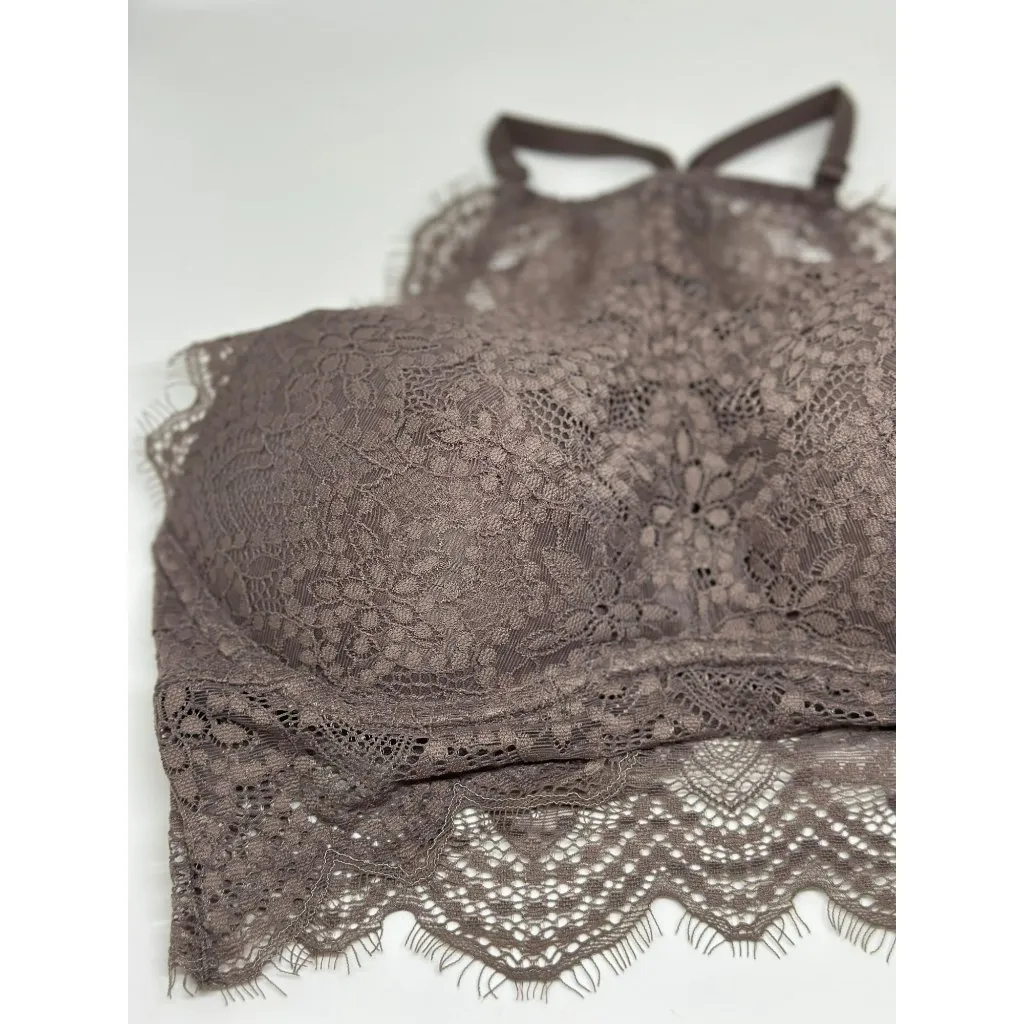 PINK by Victoria’s Secret Floral Lace Bralette – Brown & Pink, Padded XS/TP - Image 2