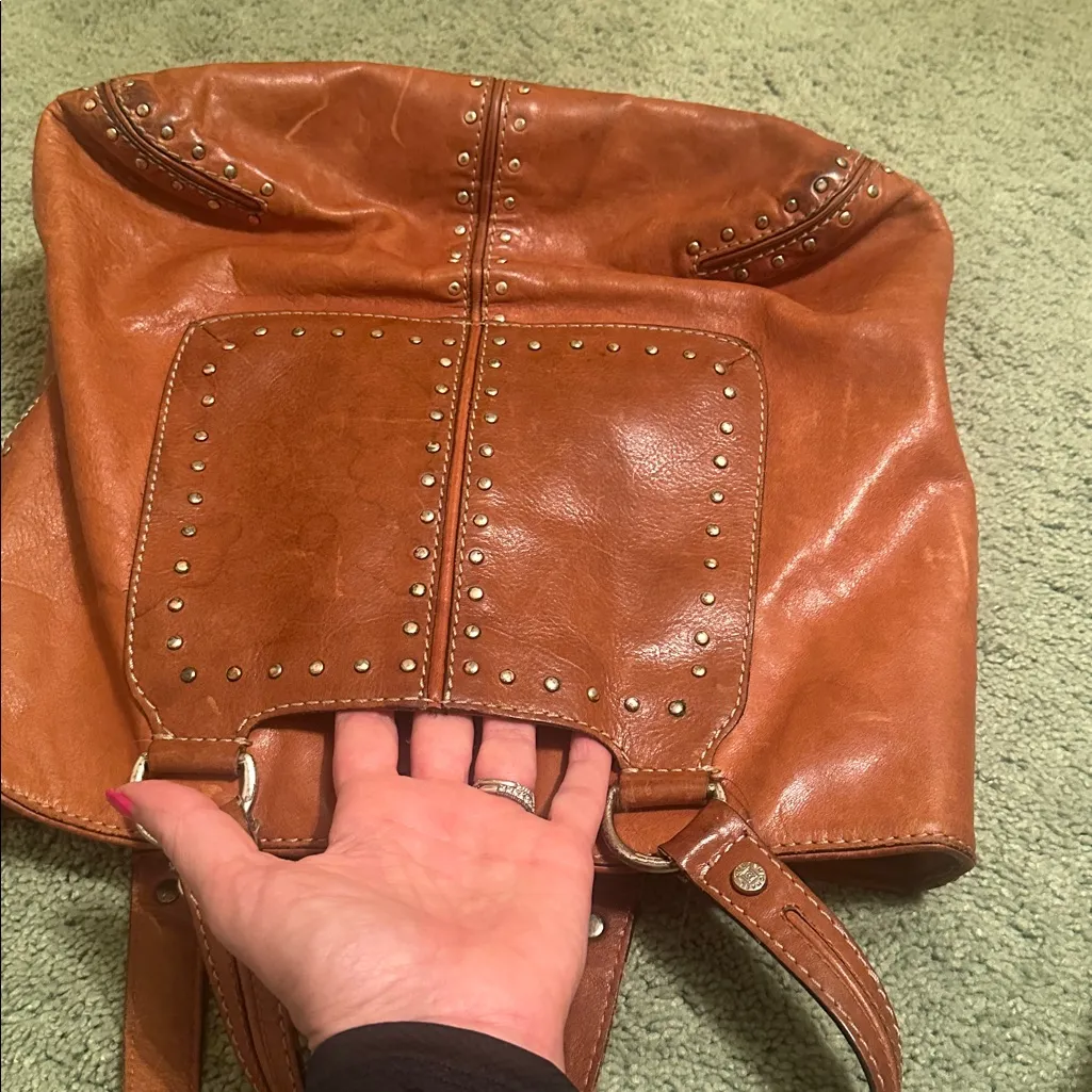 Michael Kors Studded Tote pockets sturdy for books or whatever durable leather - Image 14