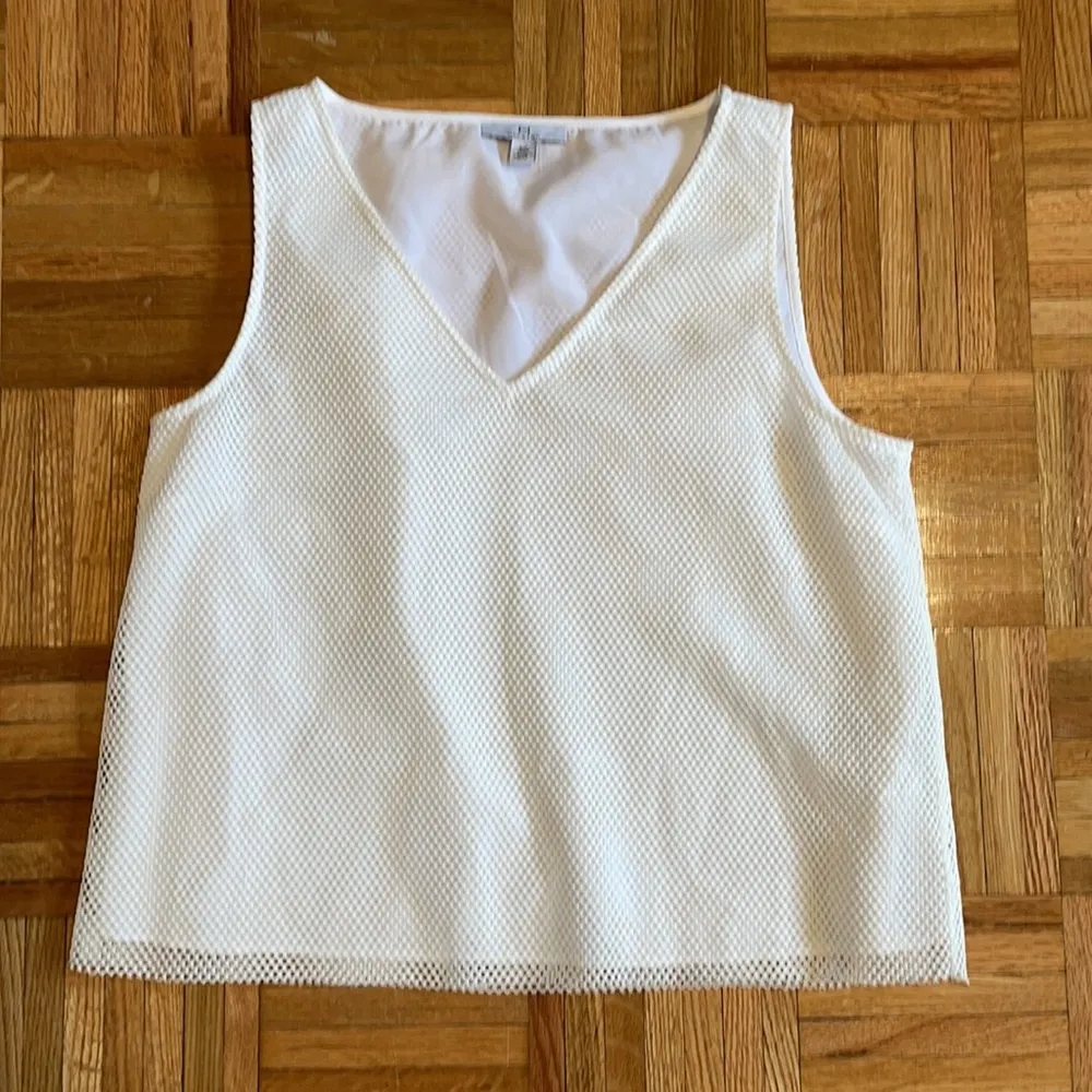 H for Halston white mesh netted shirt - Image 3