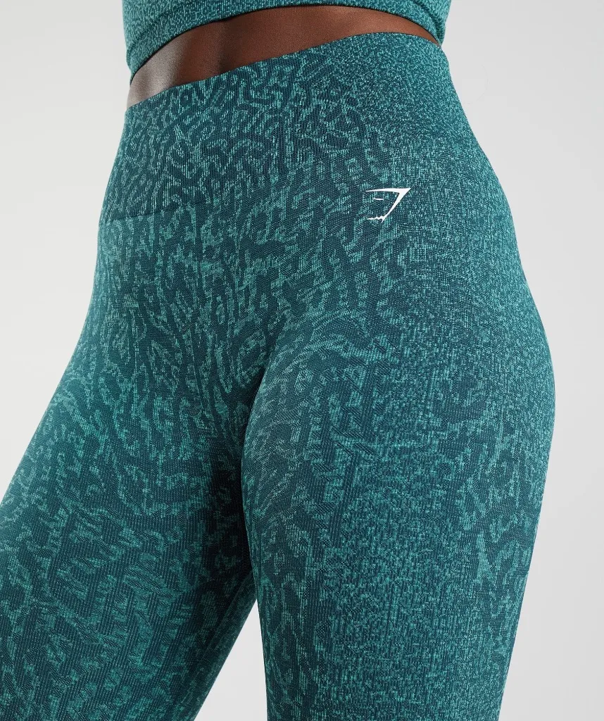 Gymshark teal full length cheetah print leggings size Medium - Image 2