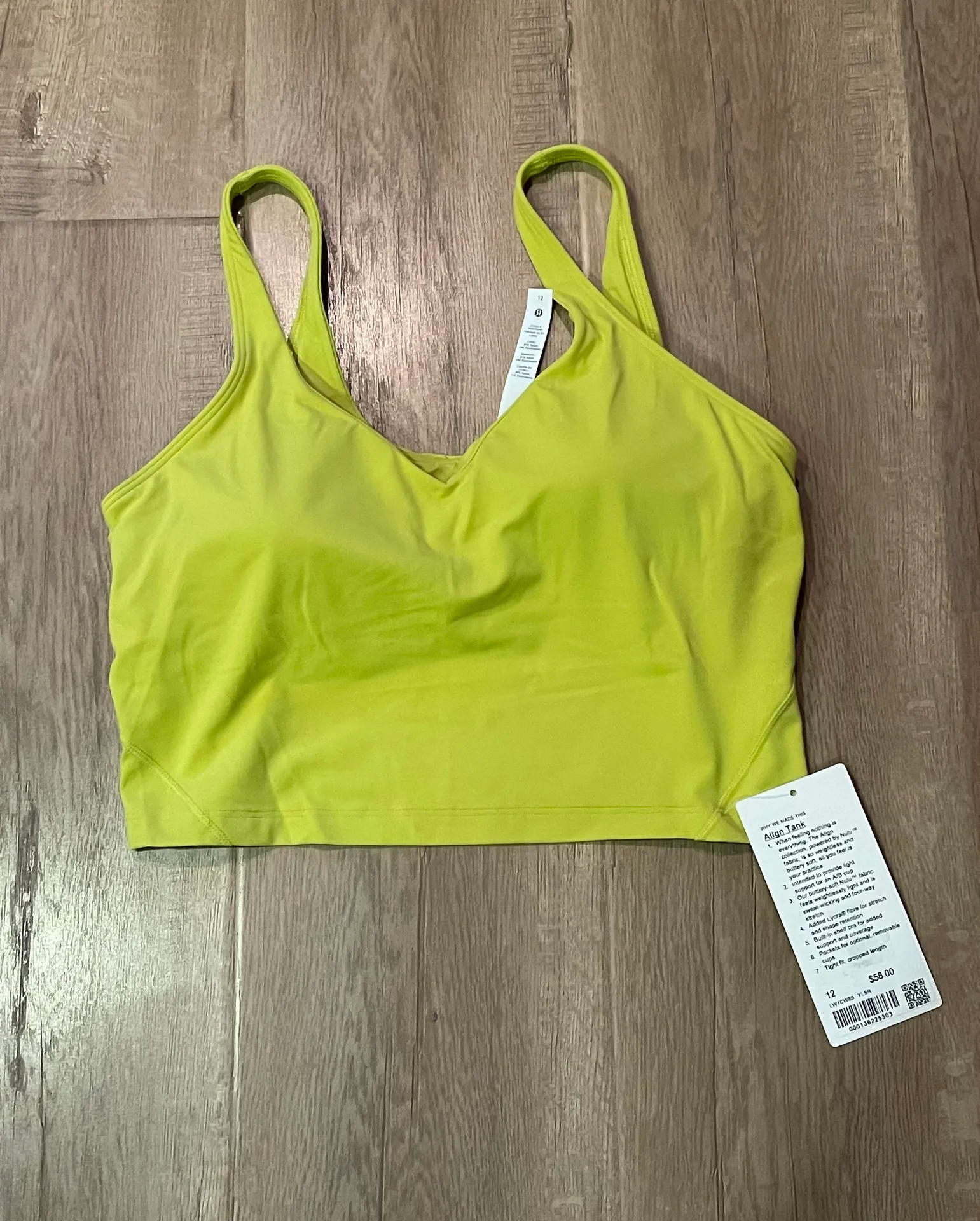 Lululemon Align Tank Top Yellow Serpentine size 12 NWT - Image 3