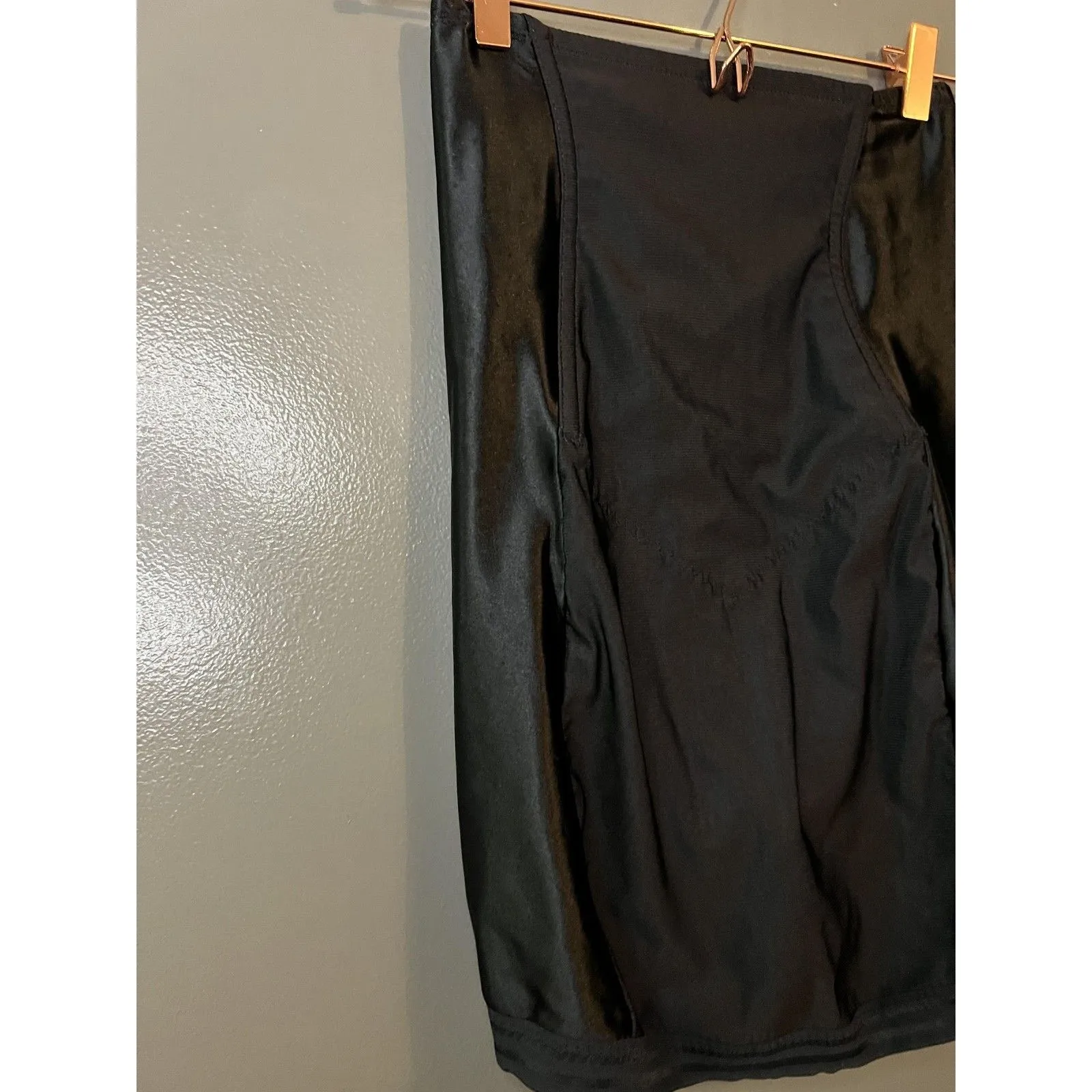 Smoothie Slipps Shapewear Skirt Womens Large Black High Waist Satin Elastic Slim - Image 2