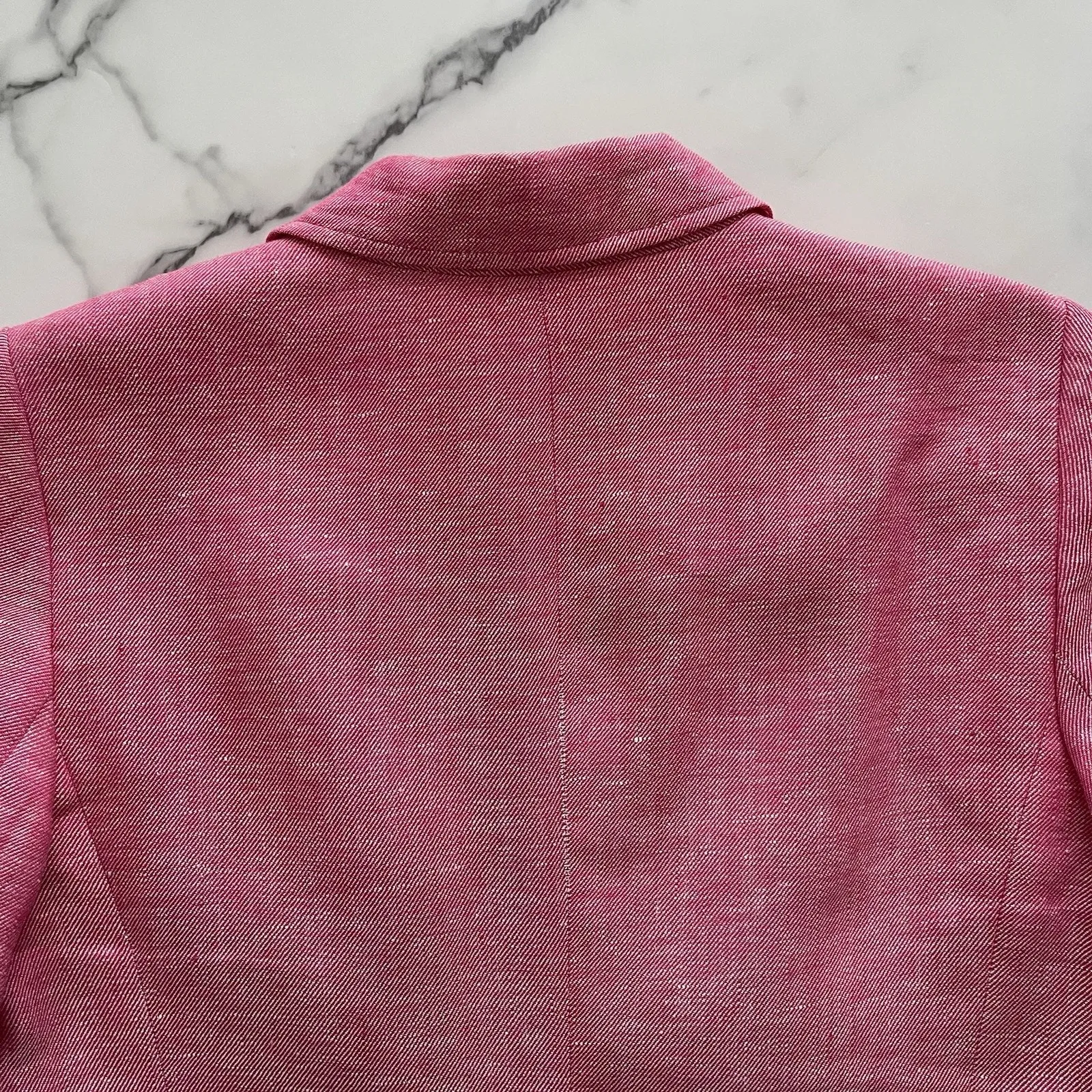 Talbots Classic Linen Blazer Twill Pink Size 8P coastal Preppy casual chic - Image 8
