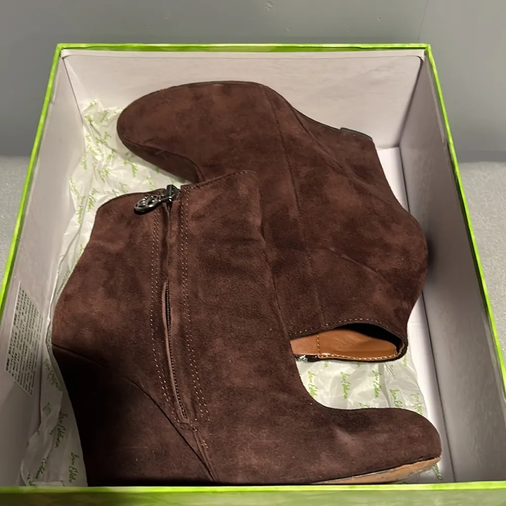 Sam Edelman Wilma Dark‎ Brown Suede Leather Wedge Bootie. Size 6.5 - Image 9