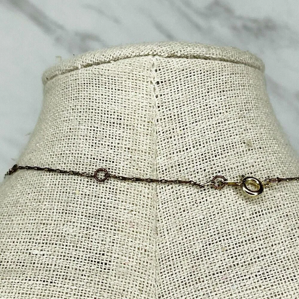 Gold Tone Rhinestone Pendant Chain Link Necklace - Image 3