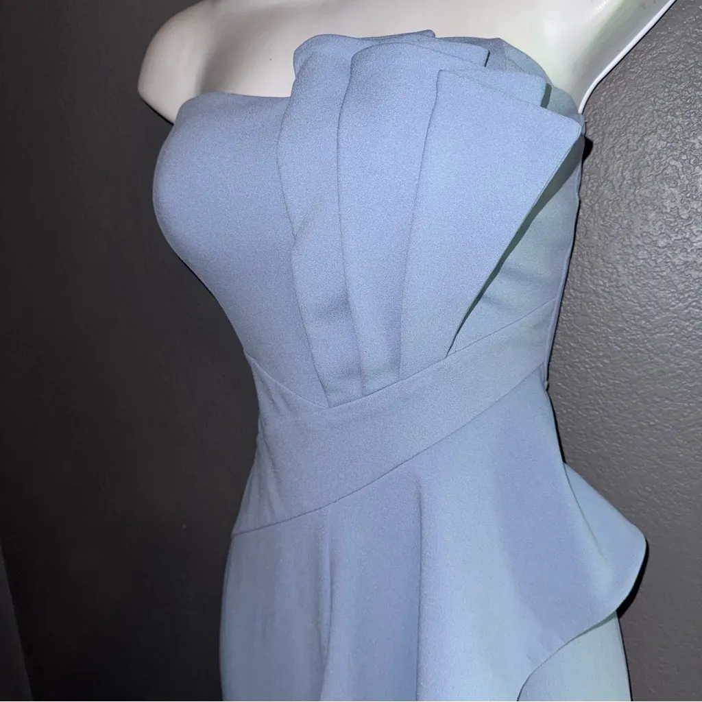 Symphony Baby Blue Formal Strapless Party Gown Maxi Dress Womens Small - Image 4