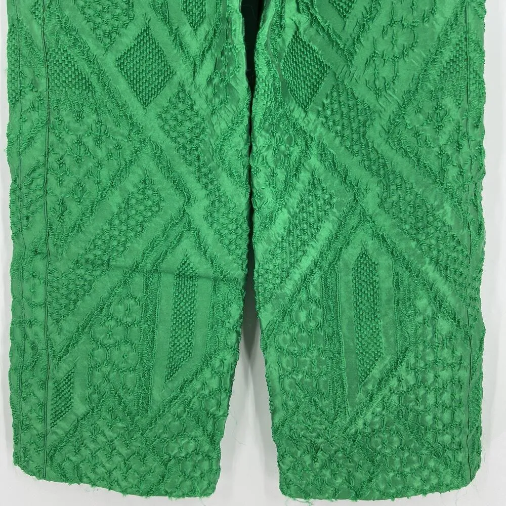 Rosie Assoulin Textured Twill Pants Green‎ Straight Leg High Rise Women’s Size 2 Green - Image 7