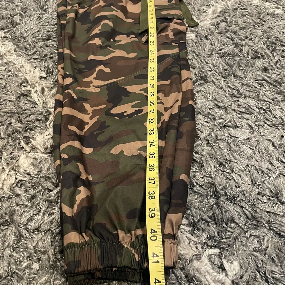 Womens Cargo Camo Pants High Waist Slim Fit Jogger Size XXL Green - Image 8