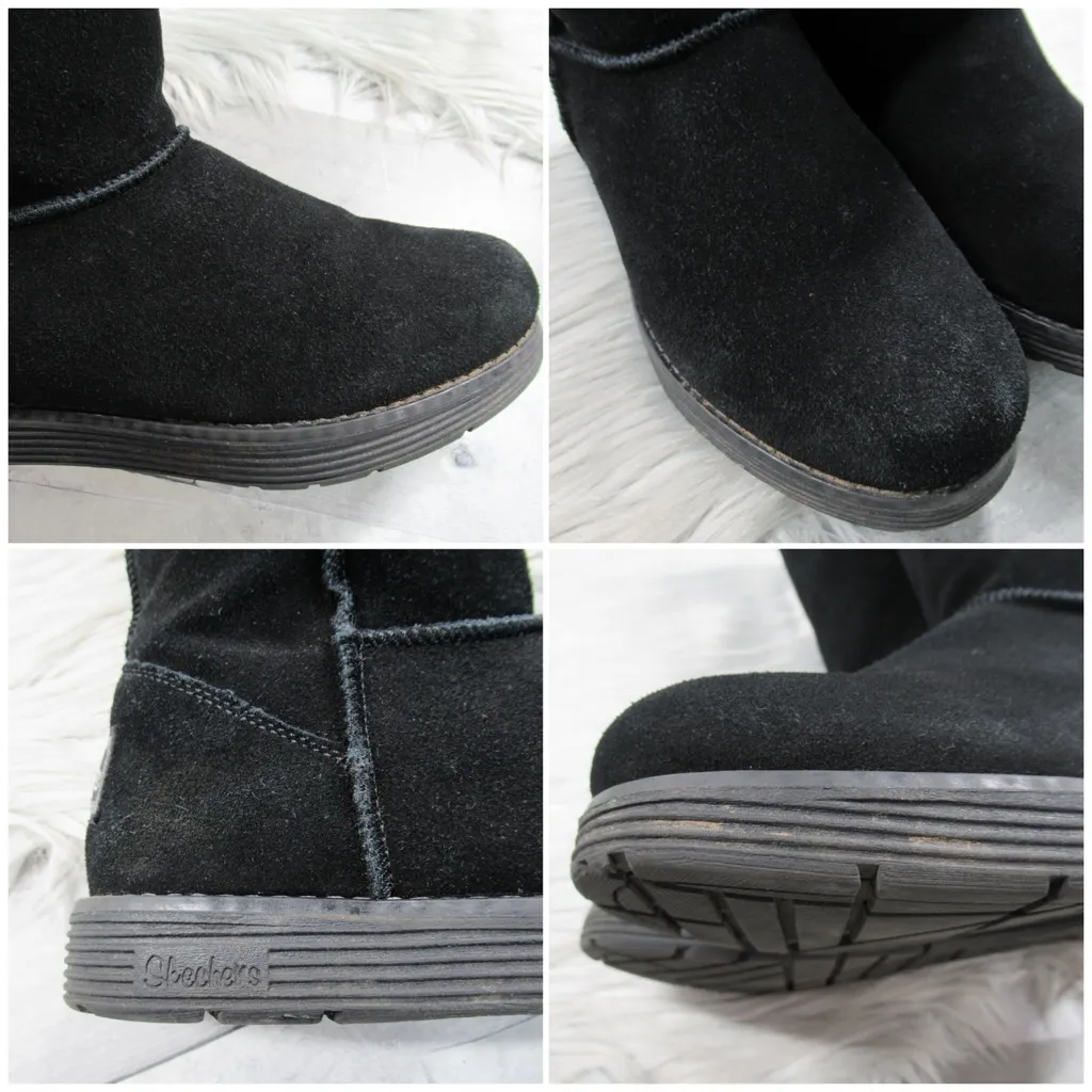 SKECHERS Australia Black Suede-Leather Faux-Fur Fleece Lined Comfort Boot Size 8 - Image 11