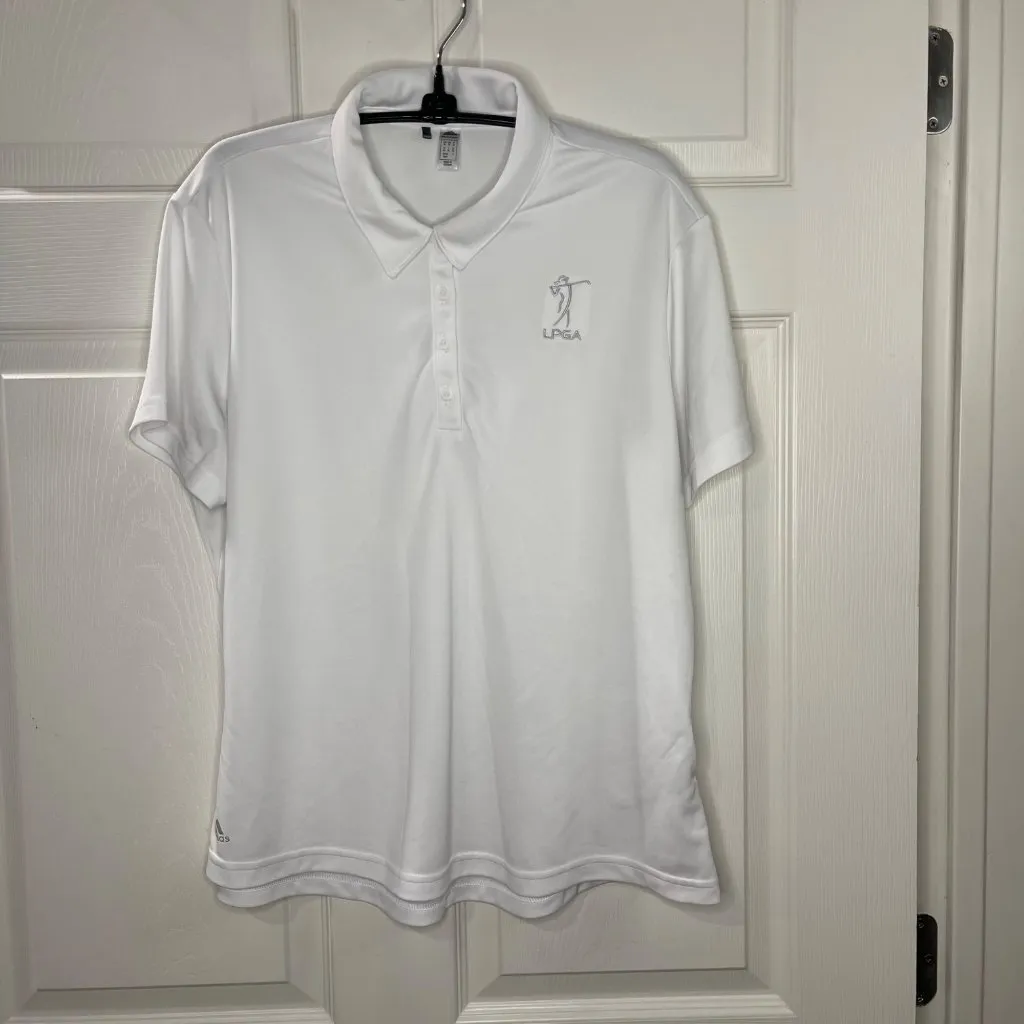 Adidas LPGA White Polo Shirt Women's‎ Size XL Moisture-Wicking Short Sleeves - Image 11