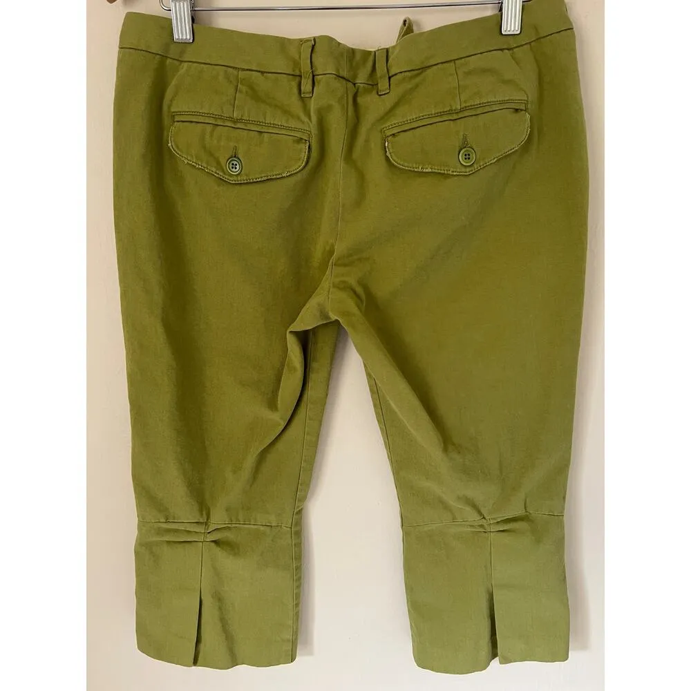 Joie Chino Capri Pants 100% Cotton Back Slits in Olive Green Size 30 - Image 2