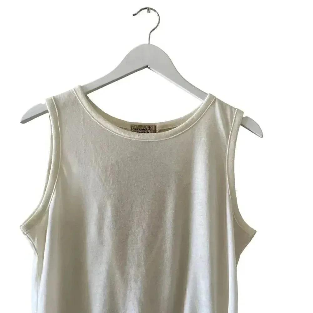 One World White Sleeveless Bohemian  Festival Back Cut Out Solid SZ M # 1223 - Image 6