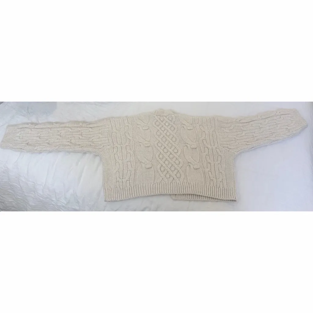 Zara Cream Cable Knit Cardigan - Image 9