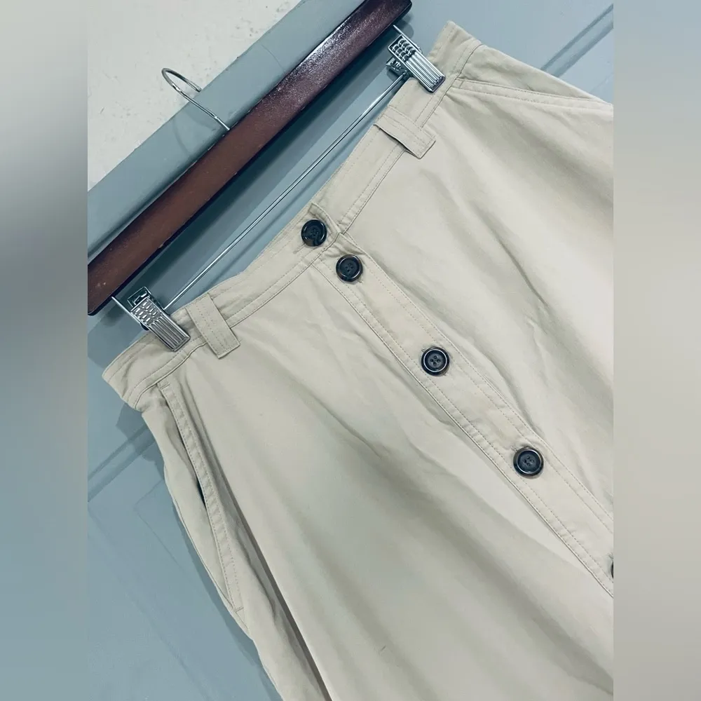 TravelSmith Vintage Skirt Womens 14p Petite Button Down Maxi Midi light brown - Image 5