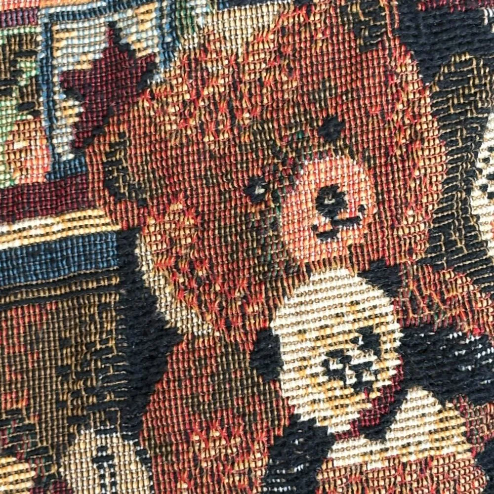 Vintage Karen Scott Tapestry Vest Circus Toys Bears Americana Vneck Size Medium Brown - Image 12