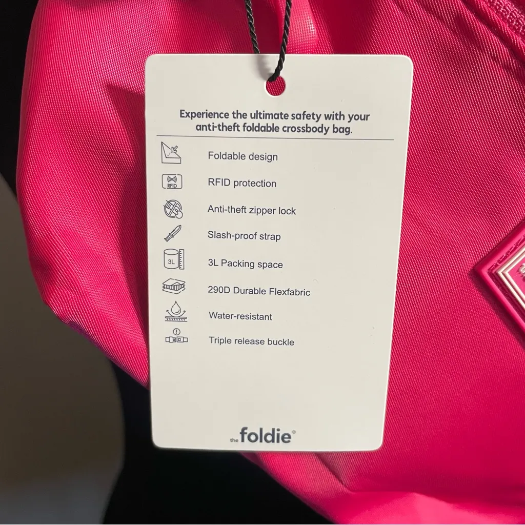 The Foldie Belt Bag Waist Fanny Pack PINK Nylon Crossbody Travel RFID NWT - Image 5