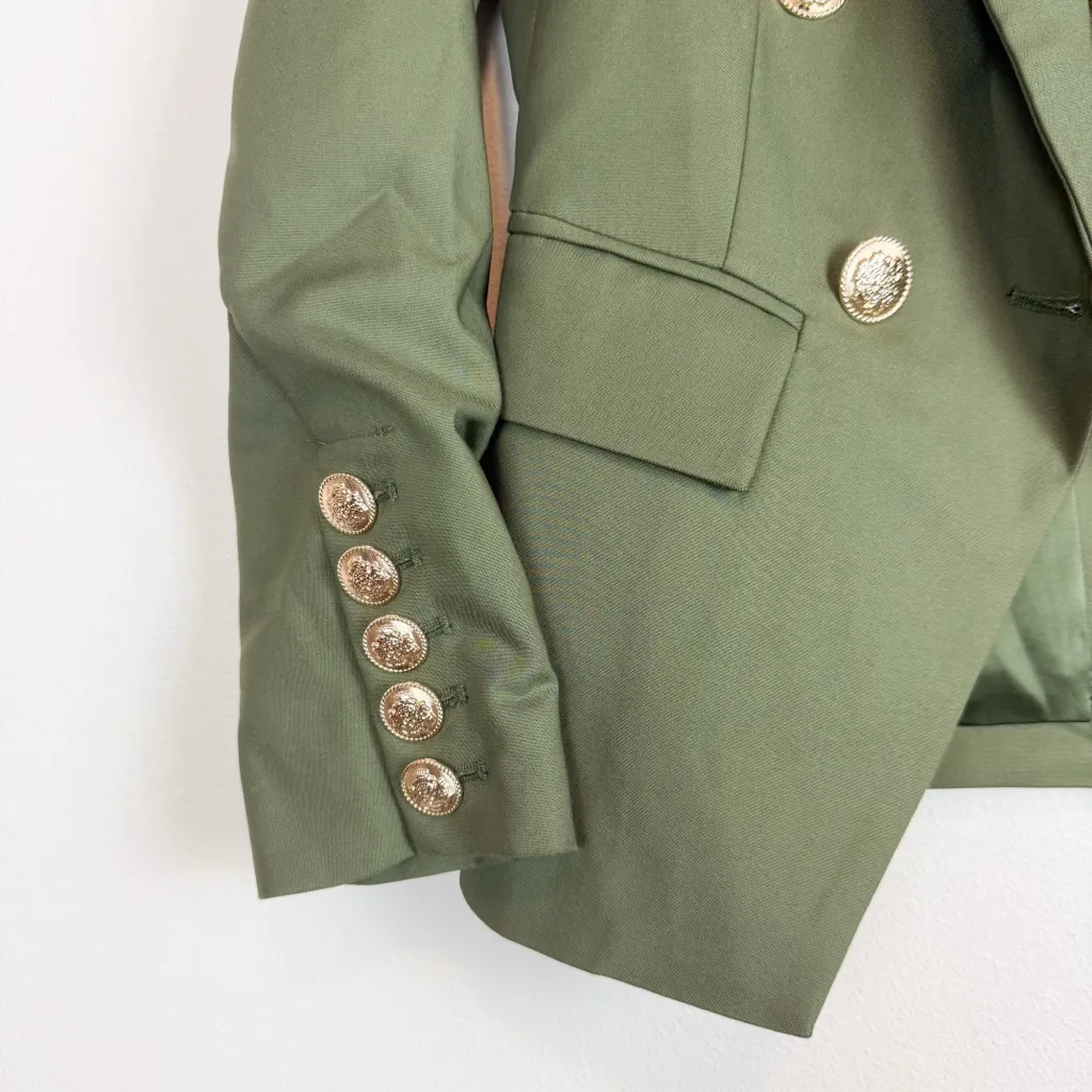 Boston Proper Modern Double Breasted Blazer Military‎ Green Size 2 - Image 3