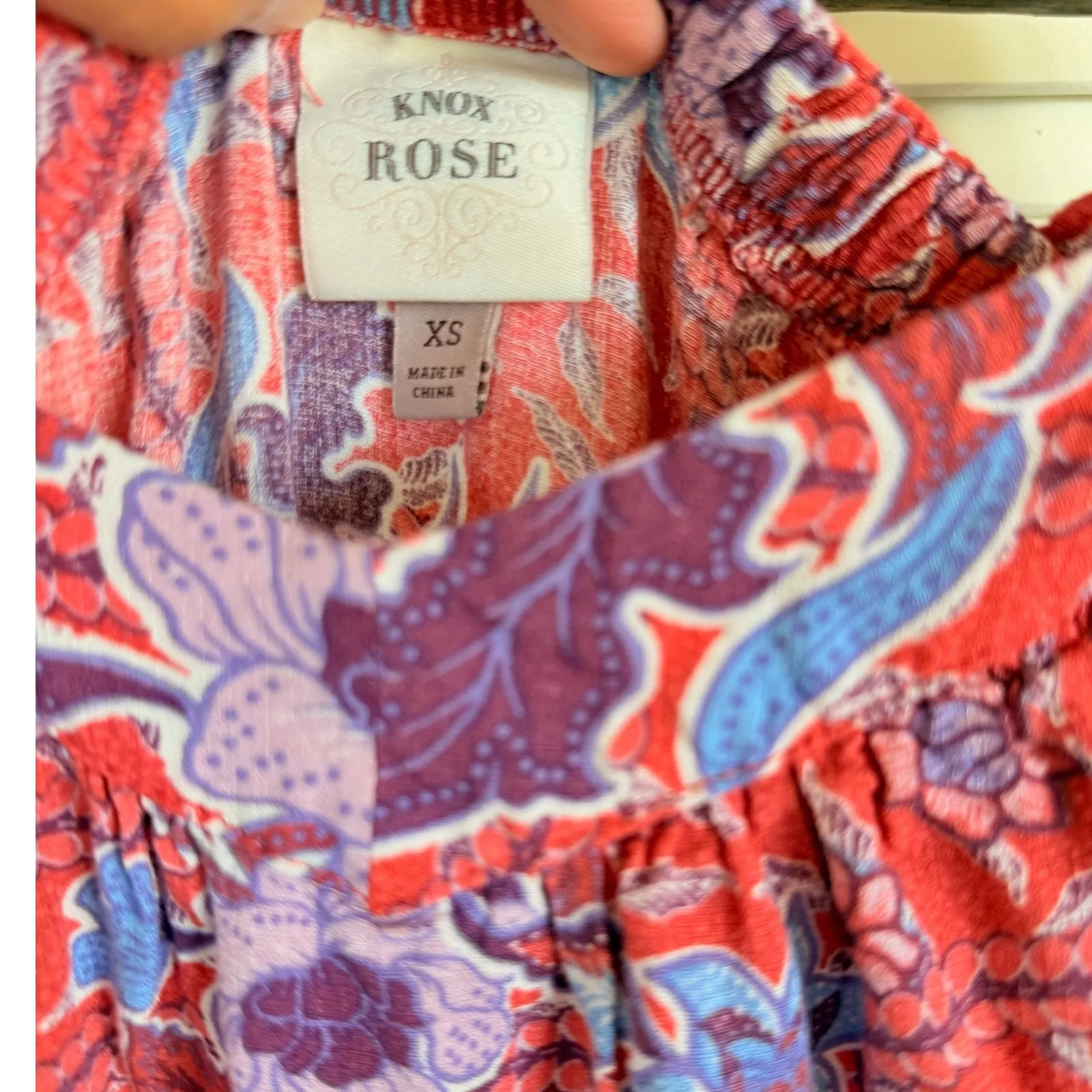 Knox Rose Red Floral Print Tiered Maxi Sundress Sleeveless XS - Image 4