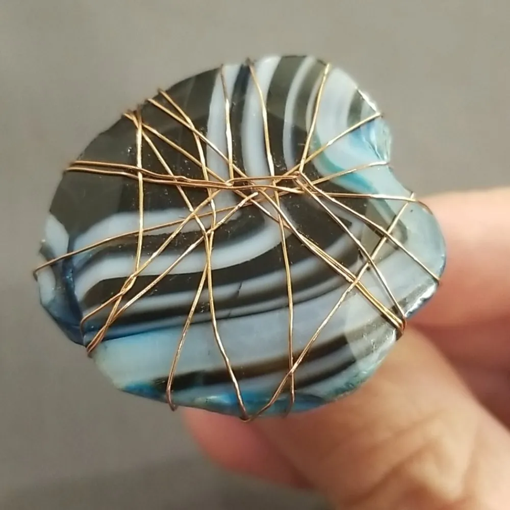 💕VANESSA MOONEY💕 Brazilian Agate Wire Wrap Ring - Image 5