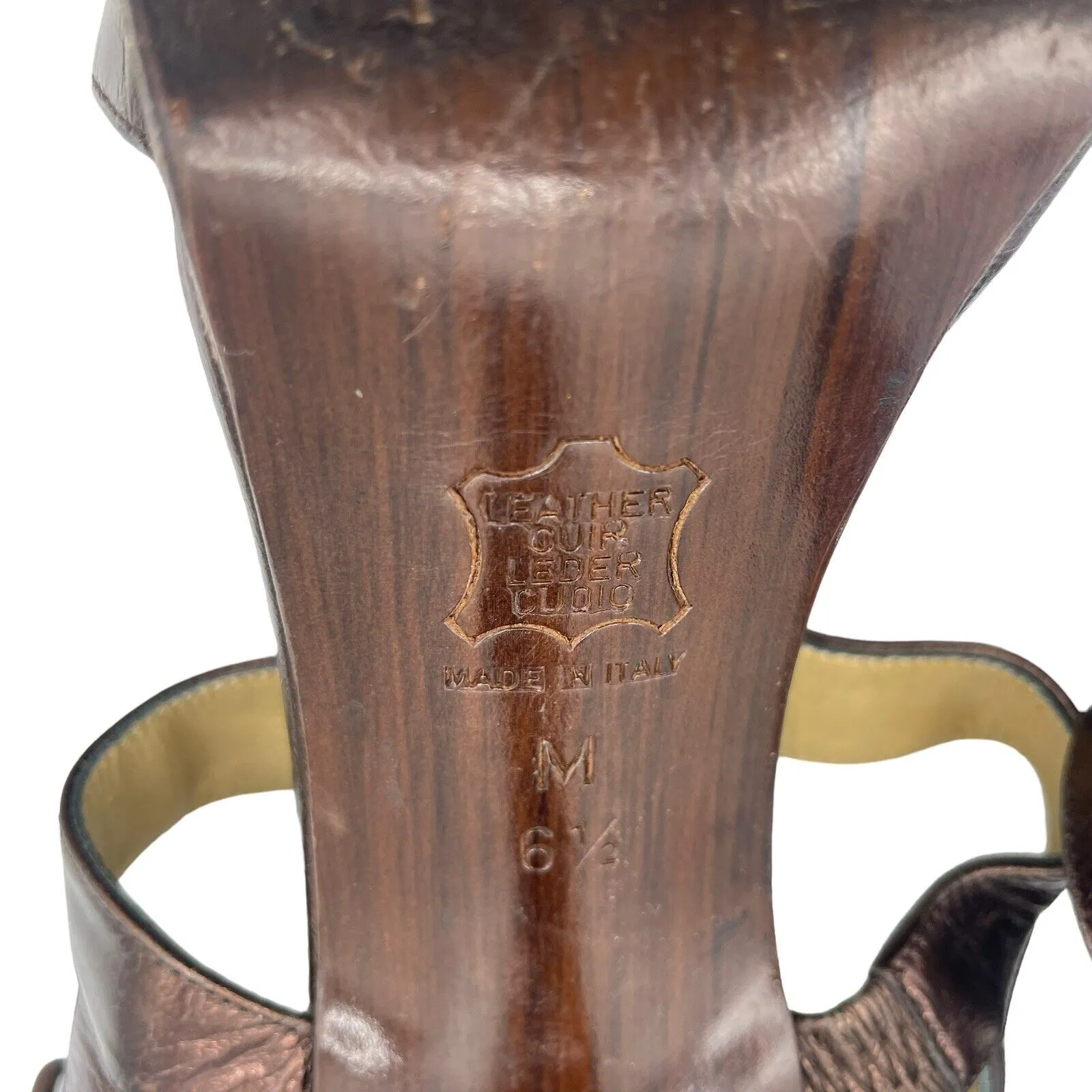 YSL Yves Saint Laurent Heels Women's 6.5 Vintage Retro T-strap Bronze - Image 12