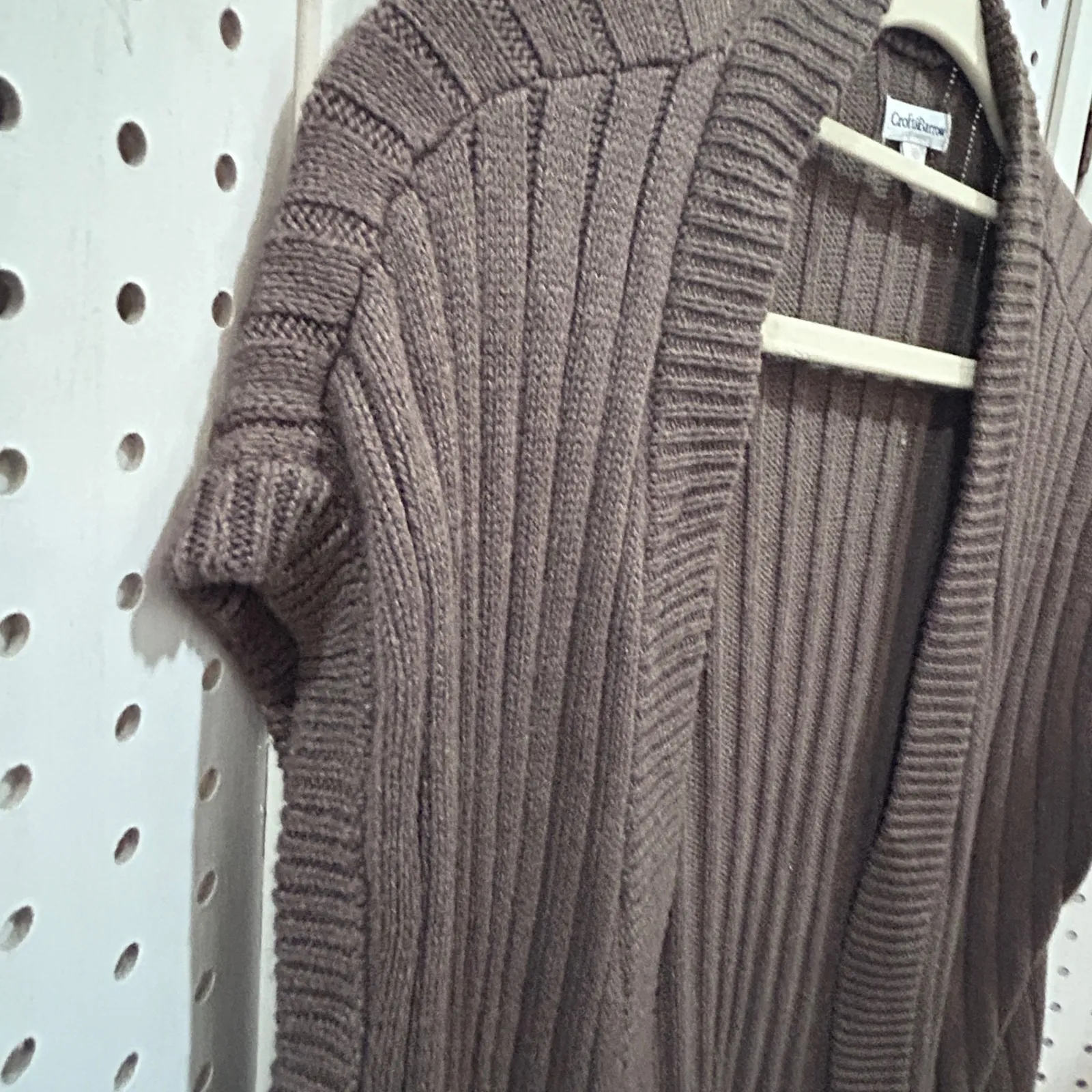 Crofts & Barrow Brown Ribbed Knit Sleeveless Long Cardigan Vest Pockets Size M Size M - Image 5