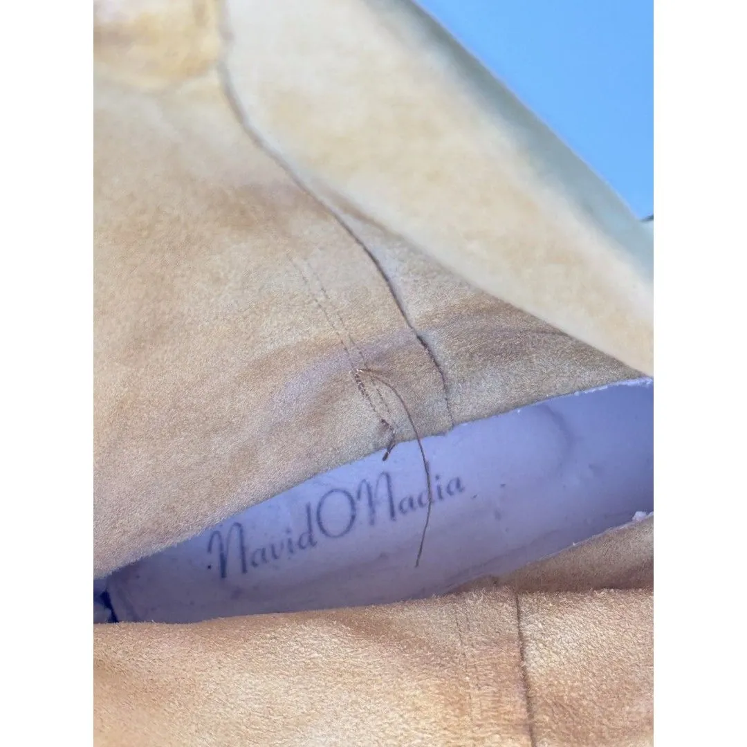 Navid O Nadia Women Boots Yellow Suede Mid Calf Pointed Heeled Designer 41 US 10 - Image 12