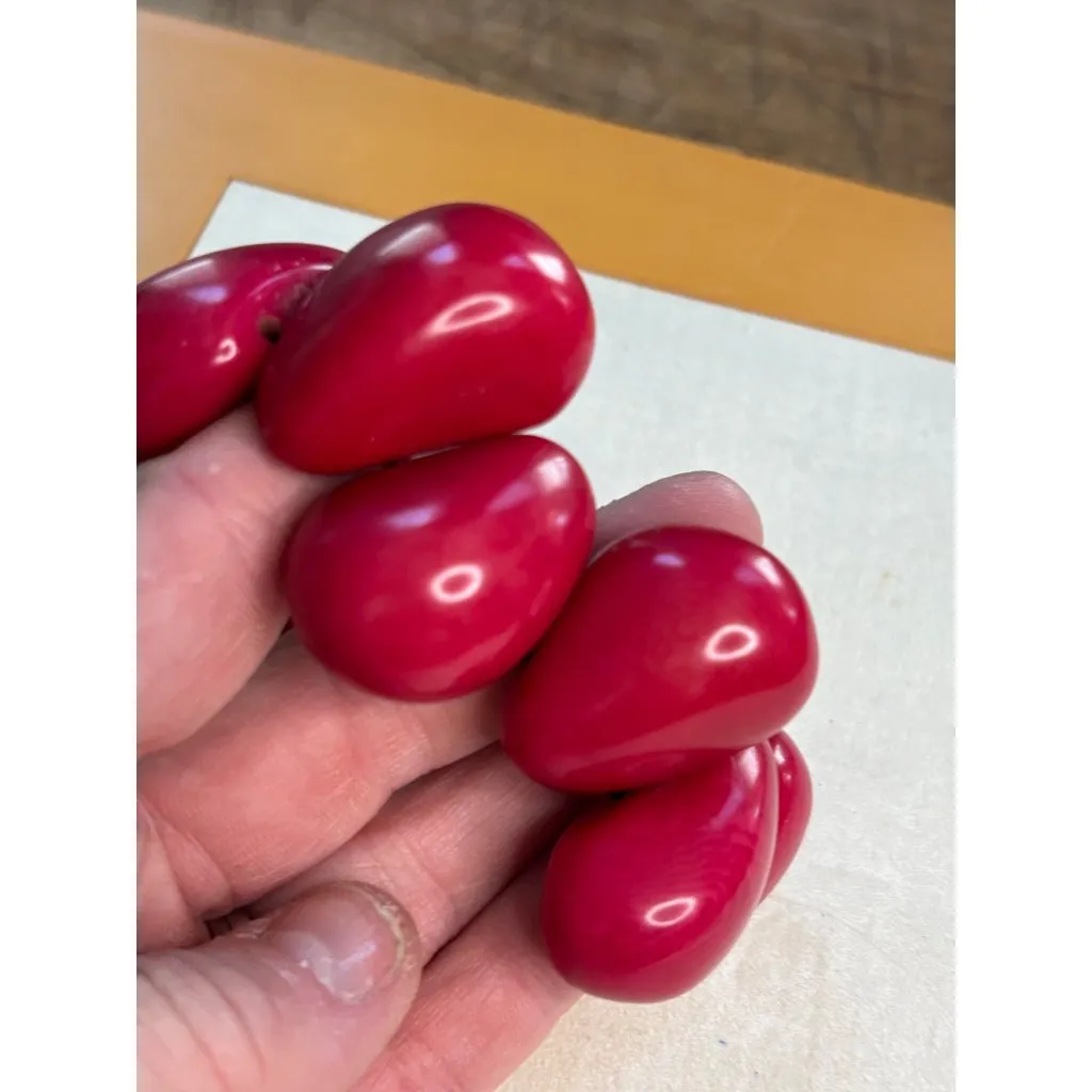 Chunky Red Stretch Bracelet With Large Teardrop Beads For Women Or Teens Elastic - Image 8