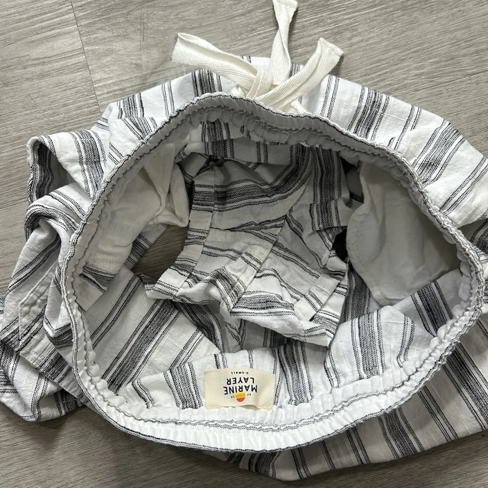 Marine layer • striped linen drawstring high waist shorts with pockets - Image 8