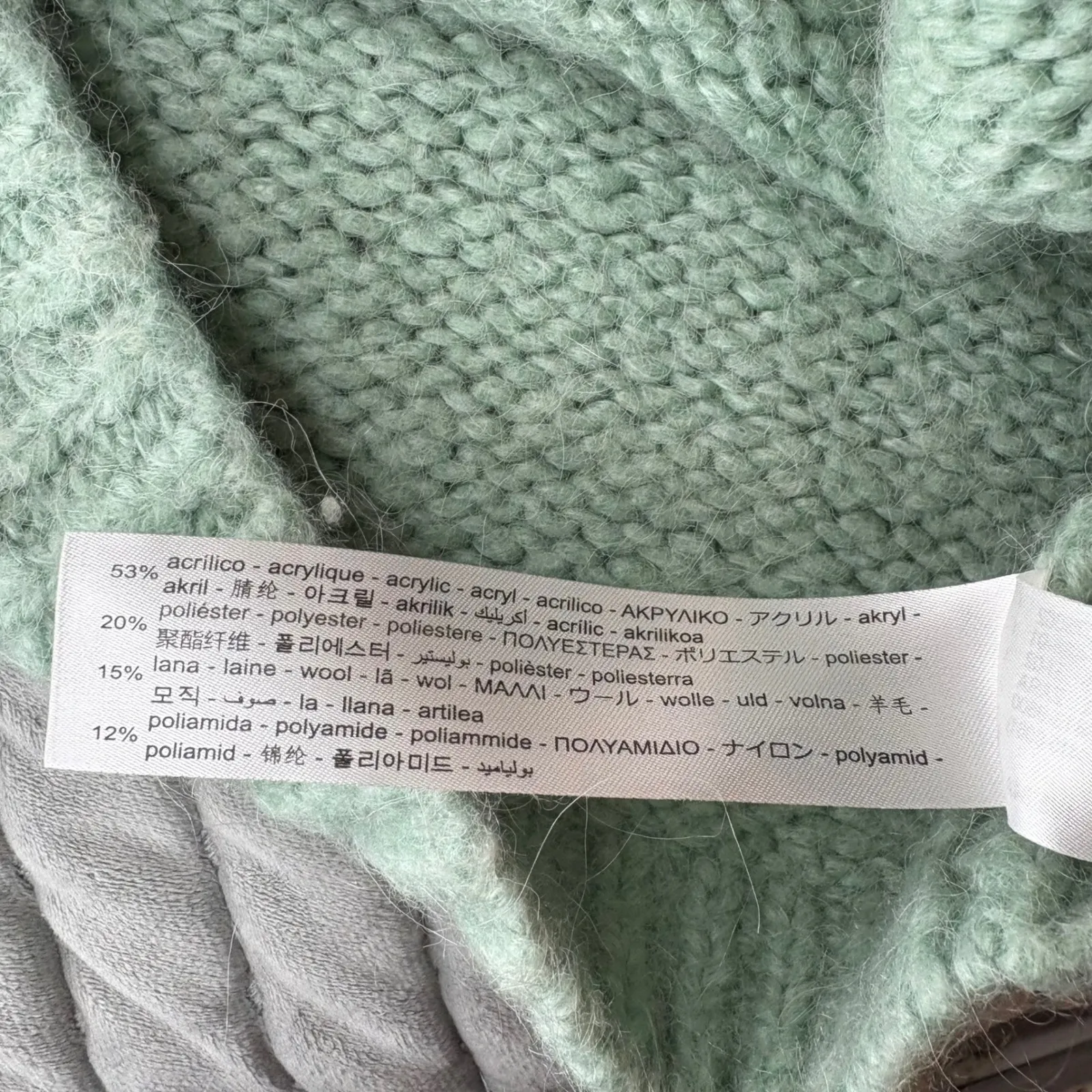 Zara WomanMint Green  Knit Sweater Acrylic Wool Blend Mock‎ Neck Pullover Size S - Image 6