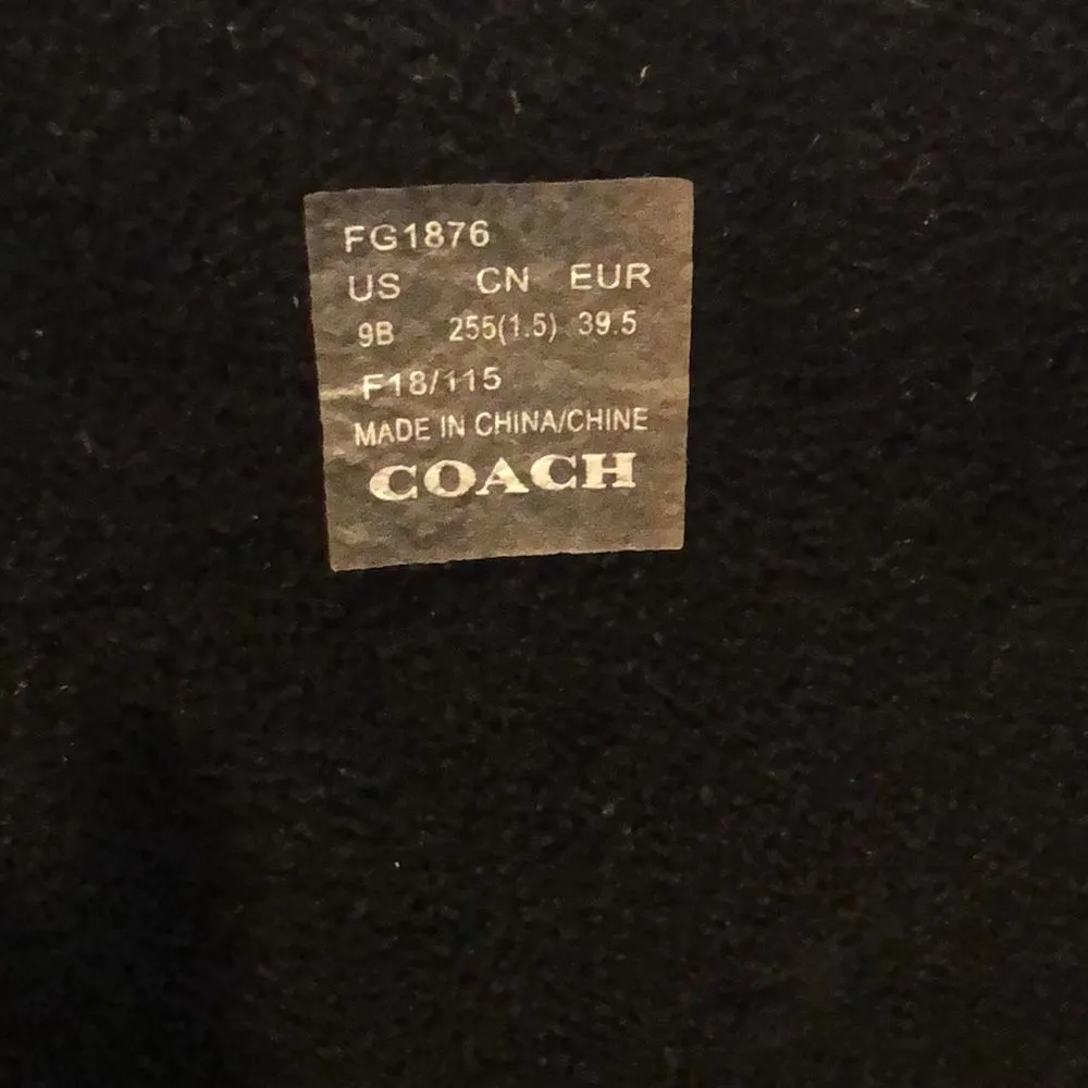 COACH Jacquard Signature C Laced Up Back Bow Heeled Black Rainboots Sz 9 - Image 10