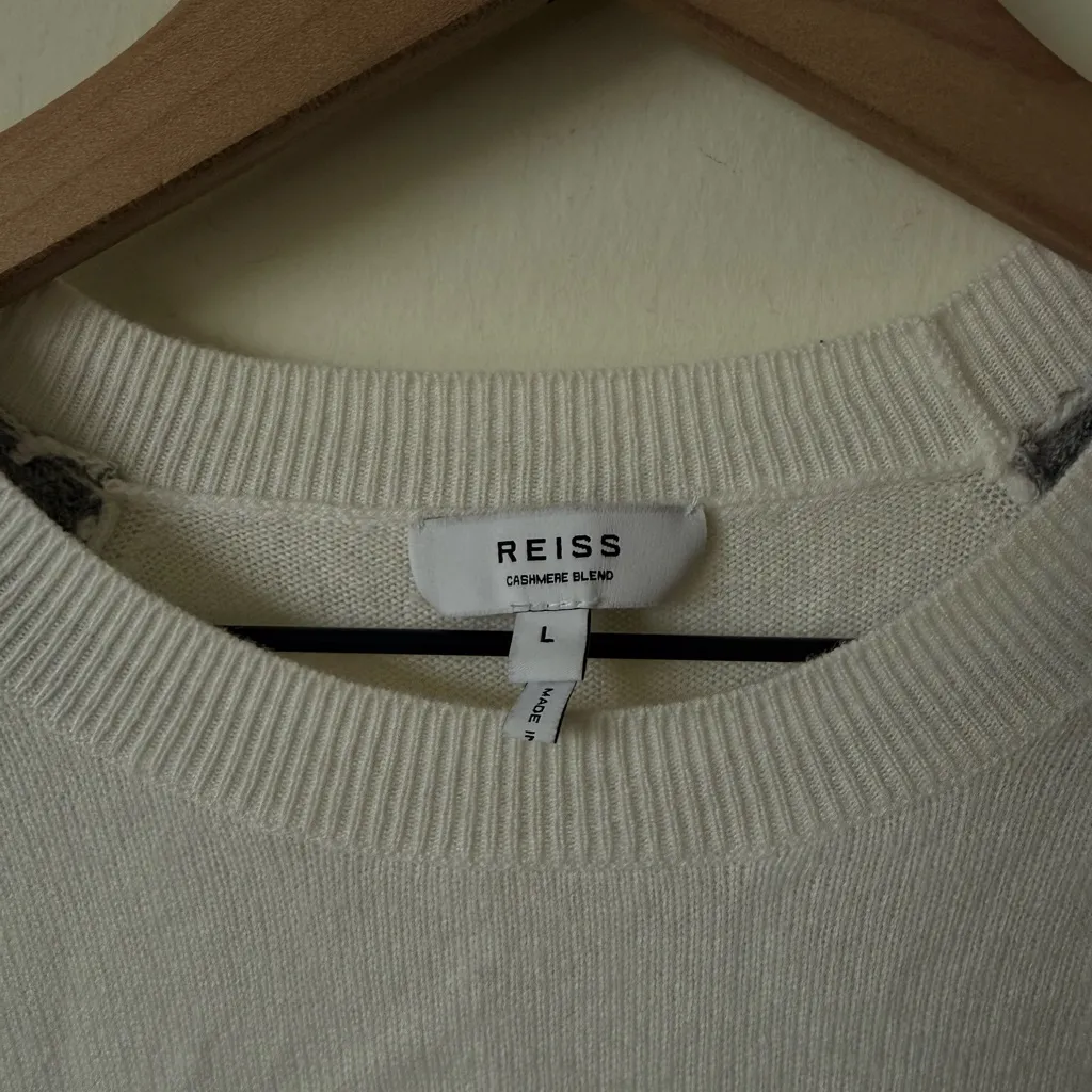 REISS Reina Wool Cashmere Blend colorblock Crewneck jumper sweater size large - Image 7