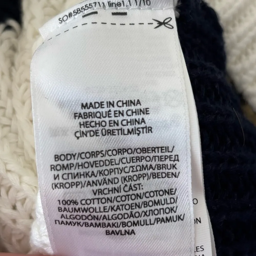 Polo Ralph Lauren O Lace Striped Sweater Nautical White Navy Blue Chunky Knit - Image 10