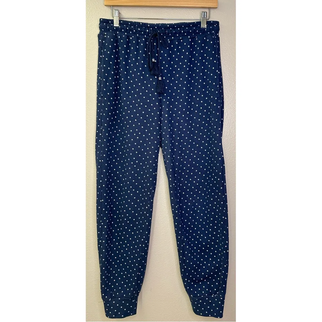 Ann Taylor Navy Blue Polka Dot Printed Jogger Sweatpants Drawstring Waist - Image 6