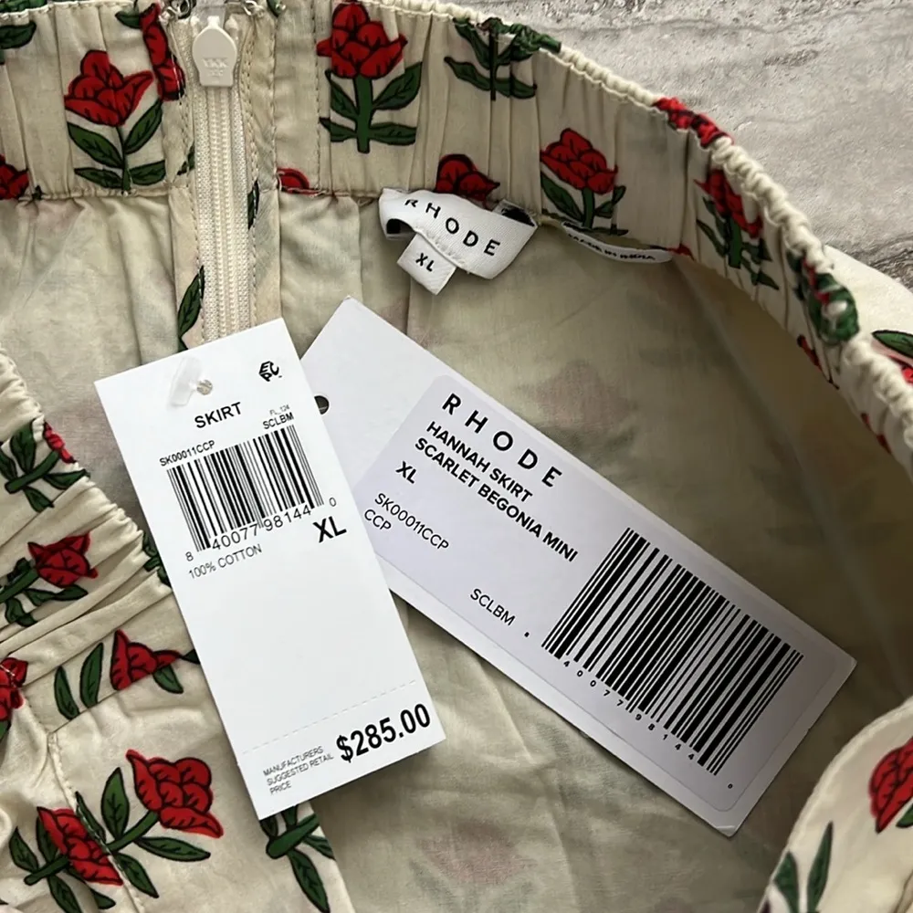 RHODE Hannah Floral Printed Mini Skirt, Cotton, Size XL New w/Tag $285 - Image 9