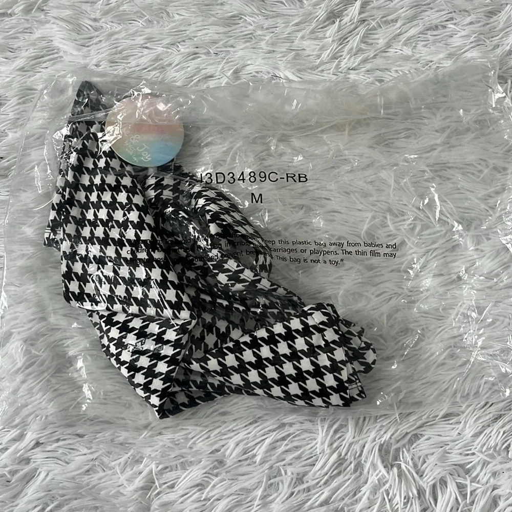 Joy & Jolie by Full circle black/white houndstooth sleeveless mini Dress Medium Black - Image 2