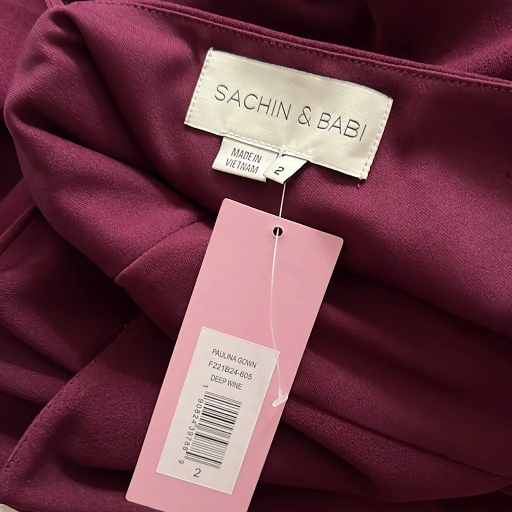 Sachin & Babi Paulina Gown Deep Wine Size 2 New With Tags wedding formal - Image 3