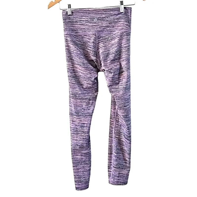 Lululemon  Athletica High Rise Leggings Size 4 – Pink Gray Stripe Pattern - Image 8