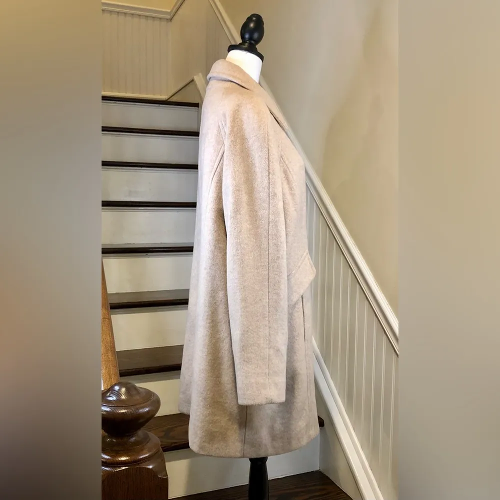 LONDON FOG Women’s Oatmeal Wool Single Breast Button Down Coat Sz - Image 12